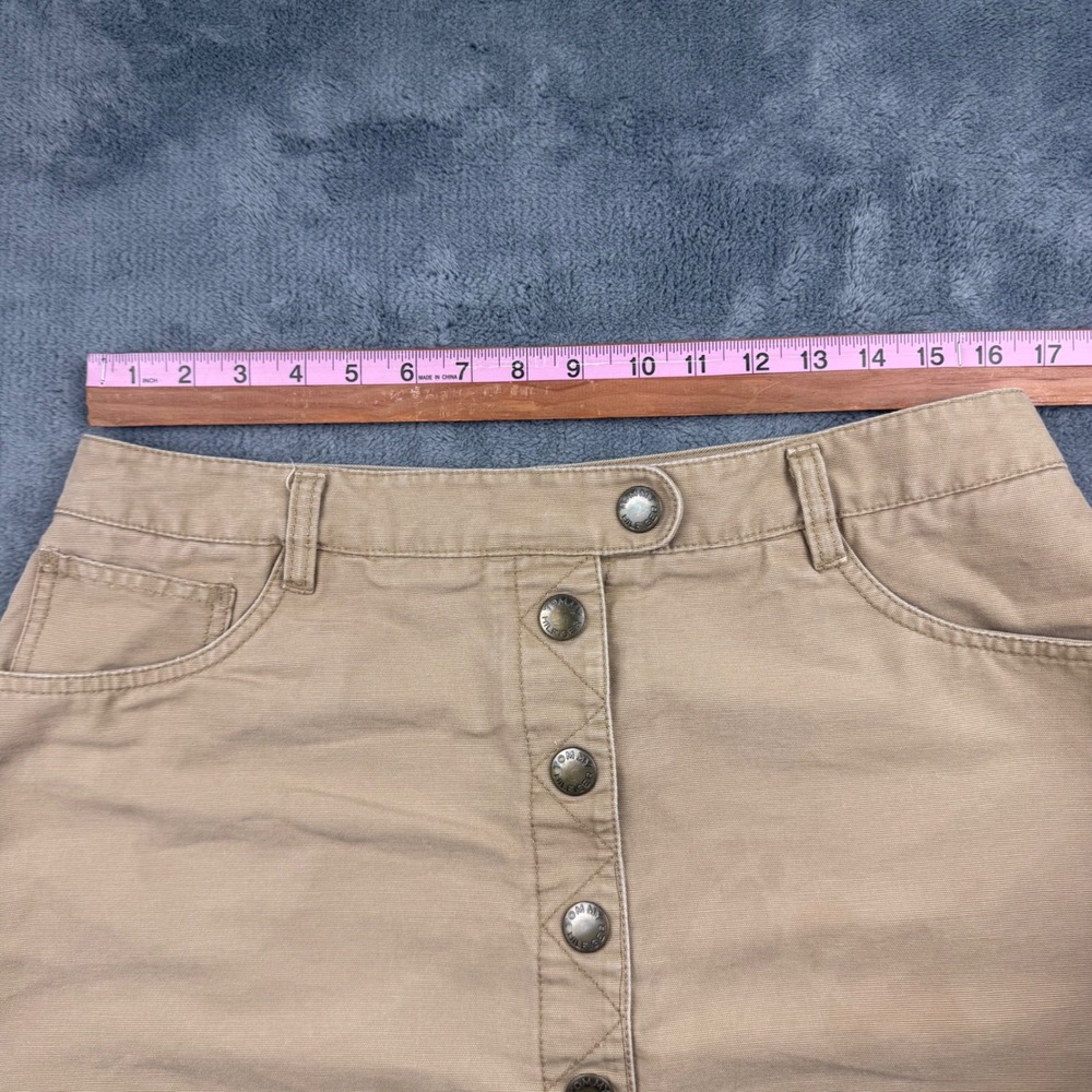 Tommy Hilfiger Khaki Cotton Button Front Mini Skirt Tan Canvas A-Line Size 14 - Picture 3 of 8